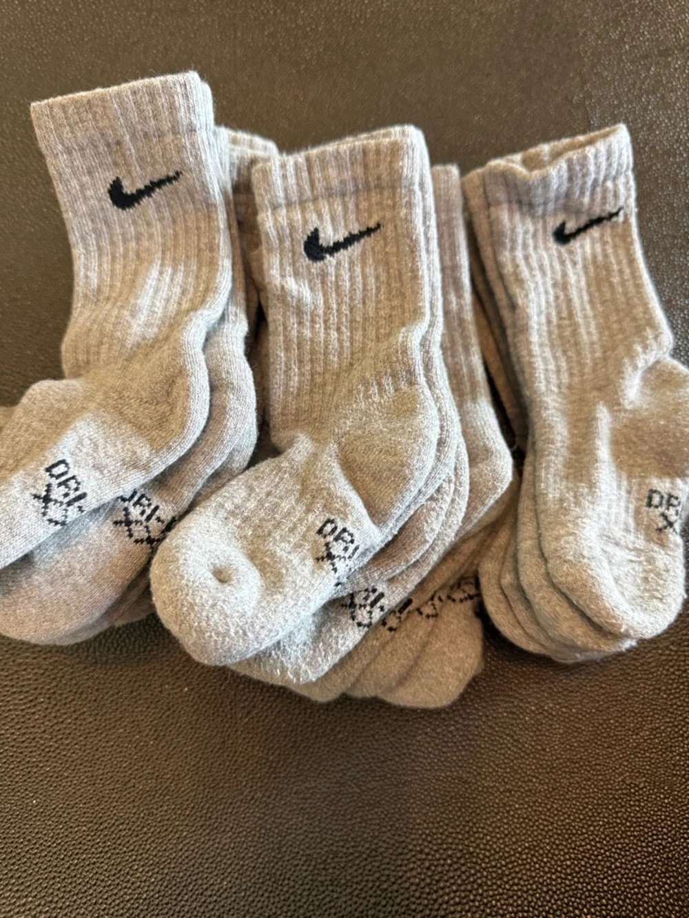 Nike Dri-Fit Gray Crew Socks with Black Swoosh size XXS 15 pairs